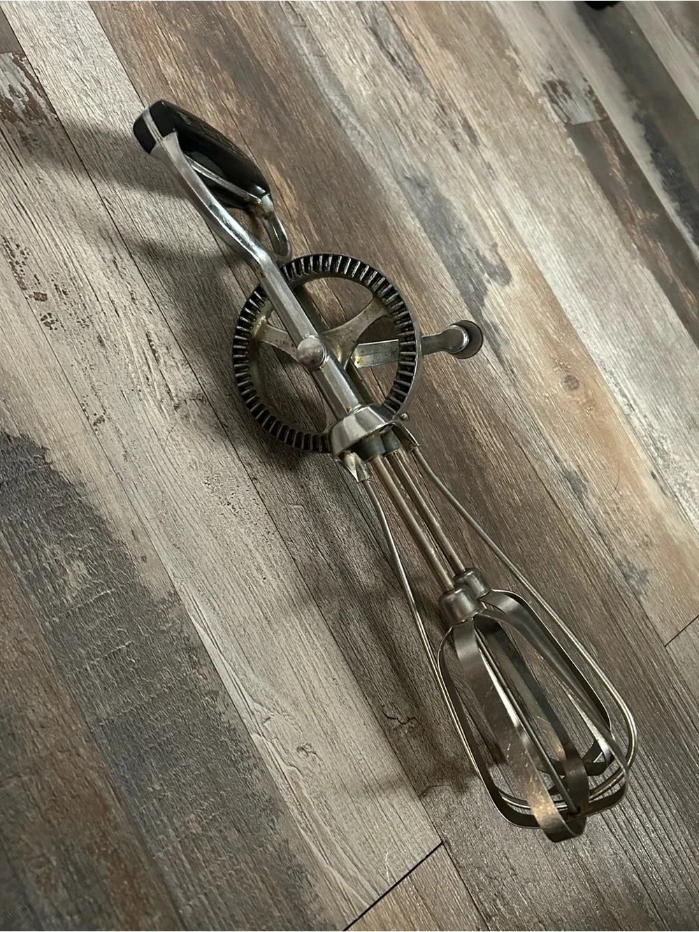 Vintage Silver Hand-Operated Egg Beater by Vintage